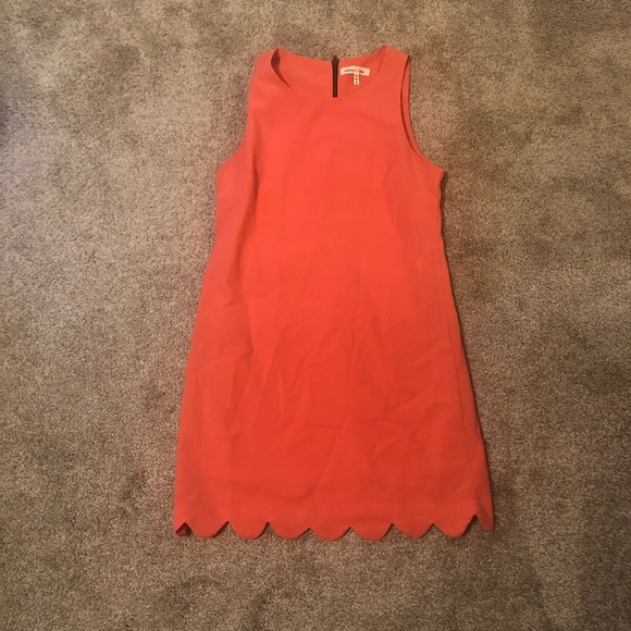 Peach Scallop Hem Dress w back zipper detail - Picture 1 of 2